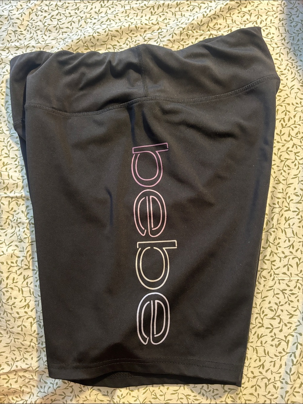 bebe Black Athletic Shorts with Pink Gradient Logo